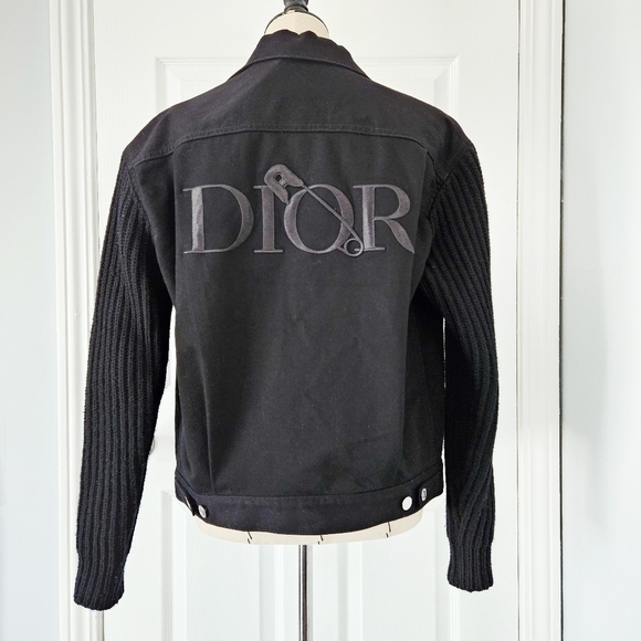 Dior Black Demin Jacket with Knit Sleeves